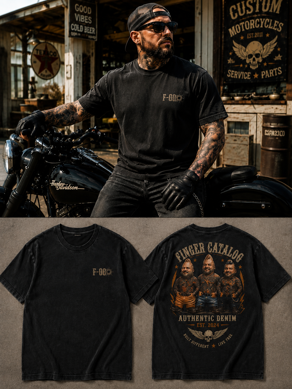 中指三兄弟VINTAGE Tシャツ