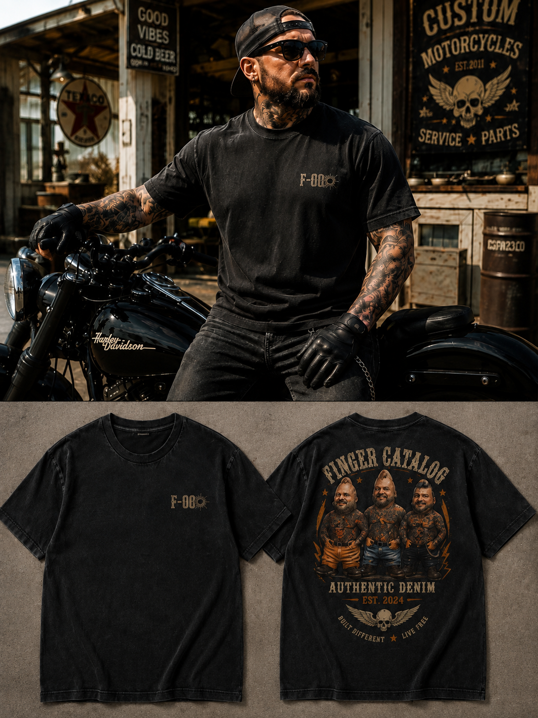 中指三兄弟VINTAGE Tシャツ