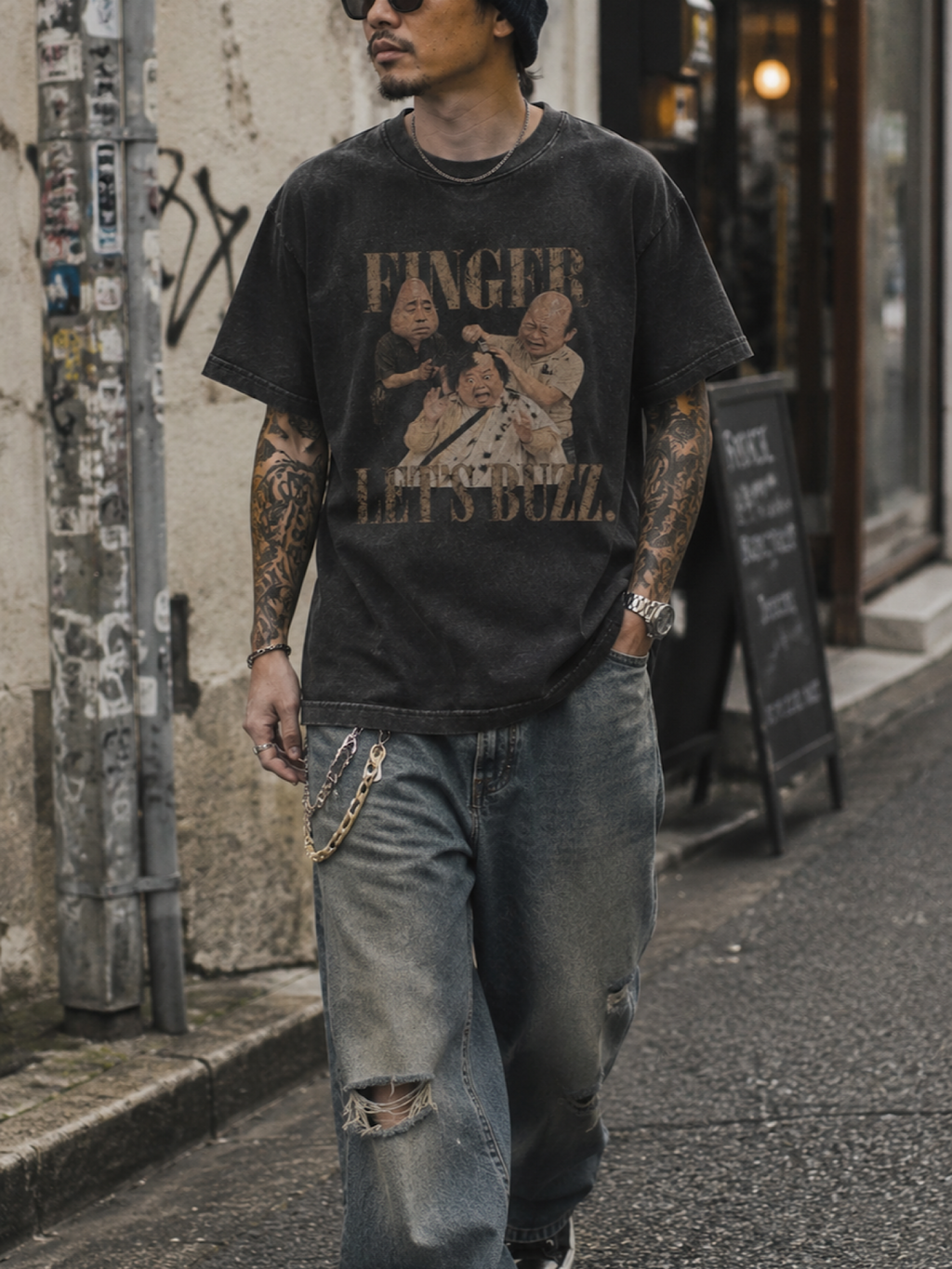 急性坊主滑り症ヴィンテージTシャツ