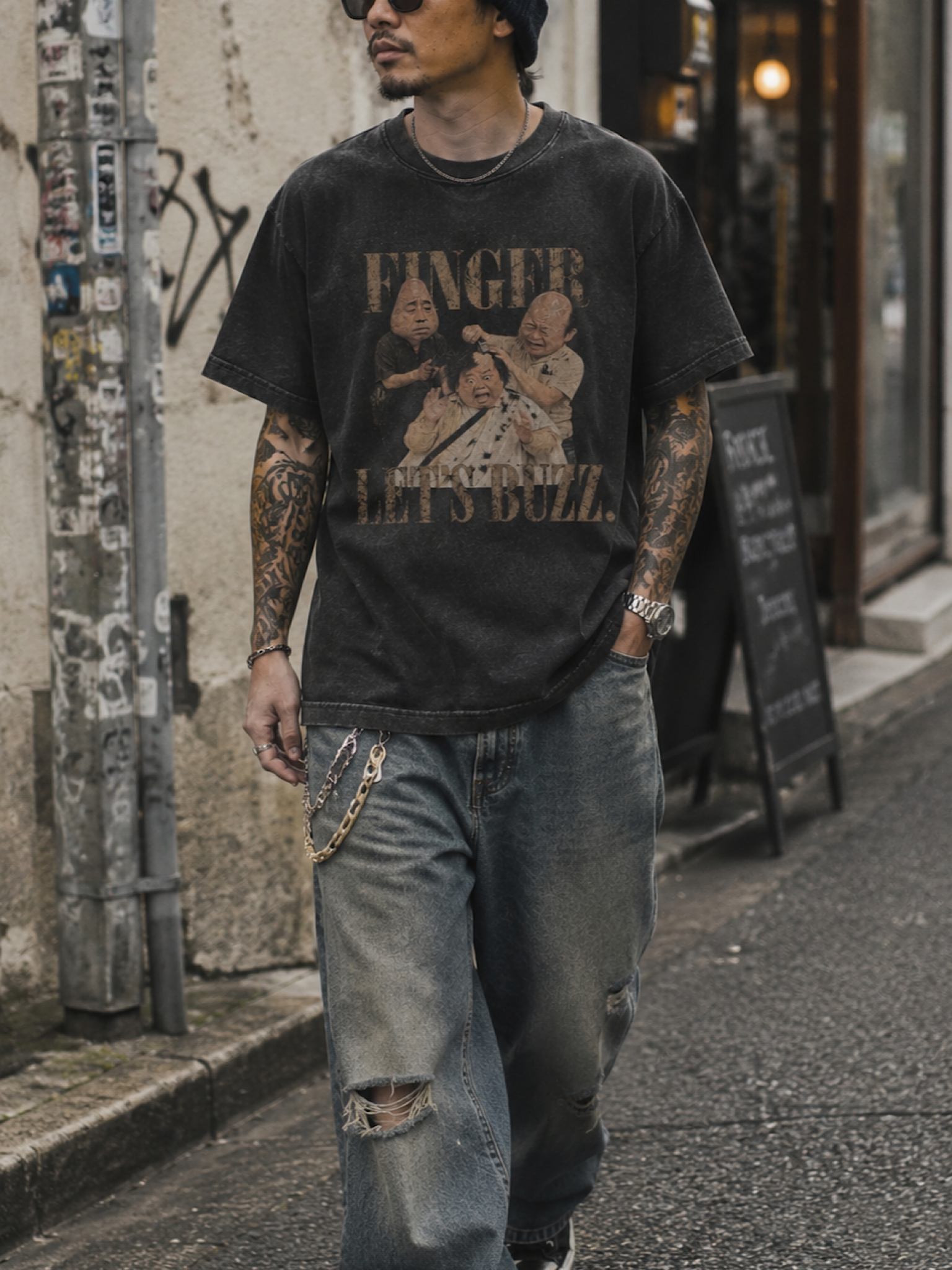急性坊主滑り症ヴィンテージTシャツ